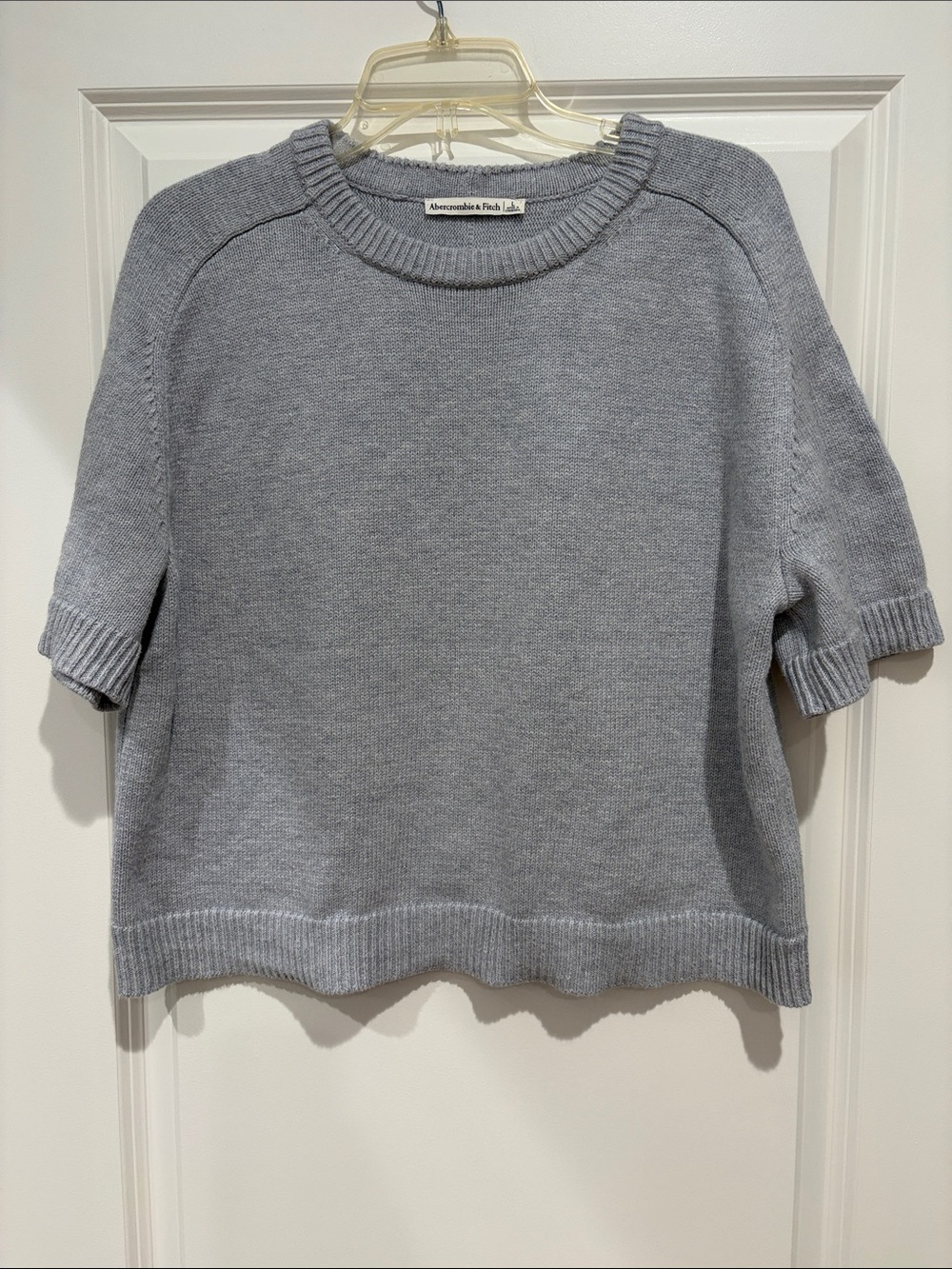 Abercrombie & Fitch Blue Gray Short-Sleeve Crewneck Knit Relaxed Fit Sweated, L